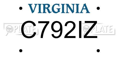 C792IZ Virginia License Plate