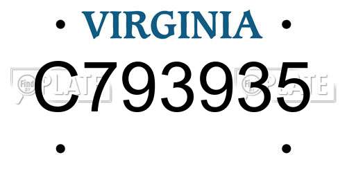 C793935 Virginia License Plate