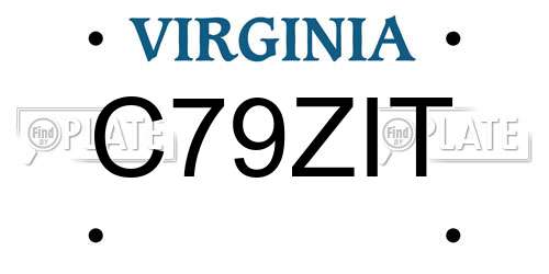 C79ZIT Virginia License Plate