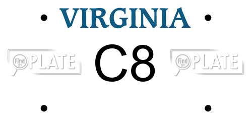 C8 Virginia License Plate