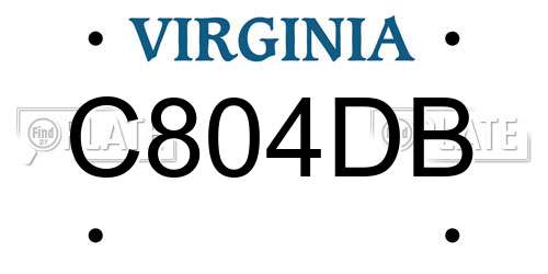 C804DB Virginia License Plate