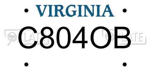 C804OB Virginia License Plate