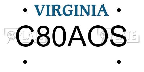 C80AOS Virginia License Plate