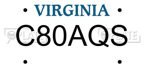 C80AQS Virginia License Plate