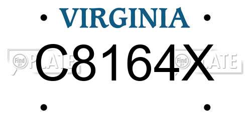 C8164X Virginia License Plate