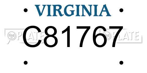 C81767 Virginia License Plate
