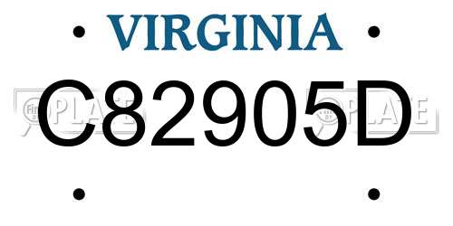 C82905D Virginia License Plate
