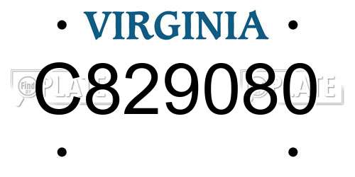 C829080 Virginia License Plate