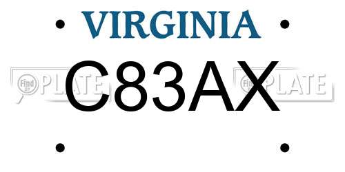 C83AX Virginia License Plate