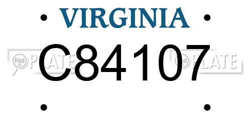 C84107 Virginia License Plate