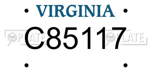 C85117 Virginia License Plate