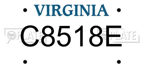 C8518E Virginia License Plate