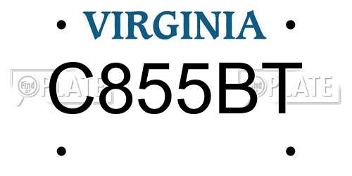 C855BT Virginia License Plate