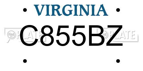 C855BZ Virginia License Plate