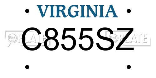 C855SZ Virginia License Plate