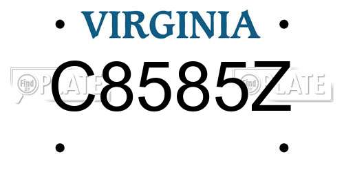 C8585Z Virginia License Plate