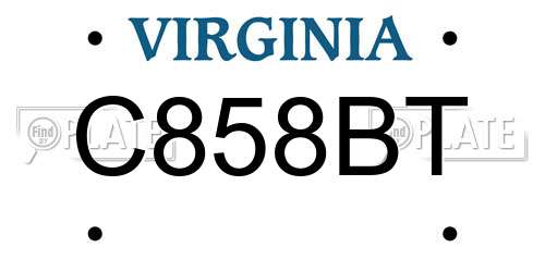 C858BT Virginia License Plate
