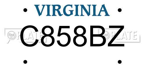 C858BZ Virginia License Plate