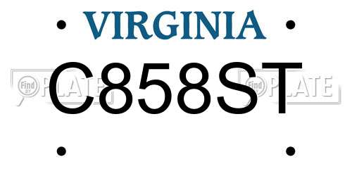 C858ST Virginia License Plate