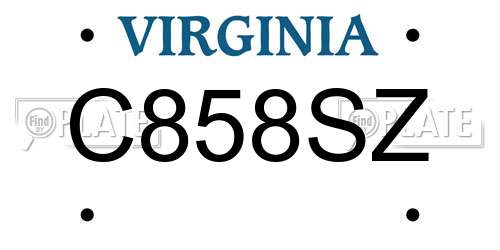C858SZ Virginia License Plate