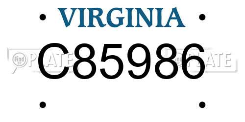 C85986 Virginia License Plate