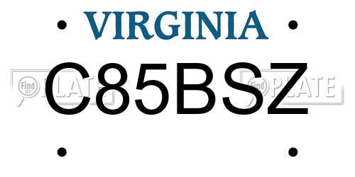 C85BSZ Virginia License Plate