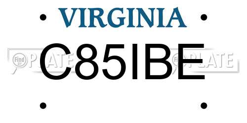 C85IBE Virginia License Plate