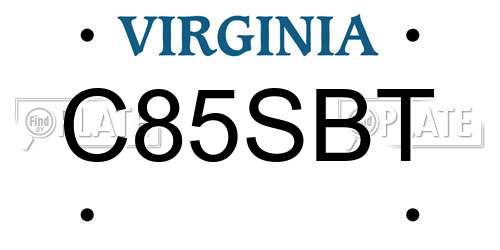 C85SBT Virginia License Plate