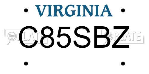 C85SBZ Virginia License Plate