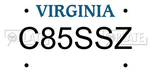 C85SSZ Virginia License Plate