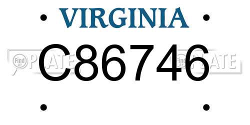 C86746 Virginia License Plate