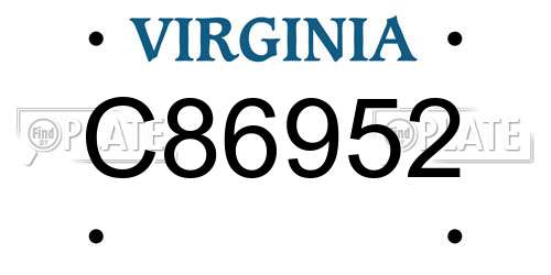 C86952 Virginia License Plate