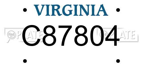 C87804 Virginia License Plate