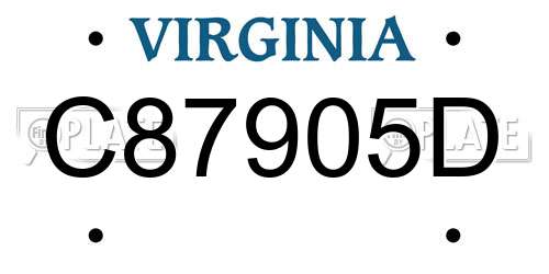 C87905D Virginia License Plate