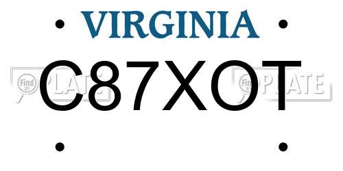 C87XOT Virginia License Plate