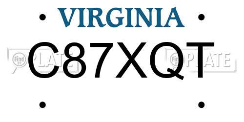 C87XQT Virginia License Plate