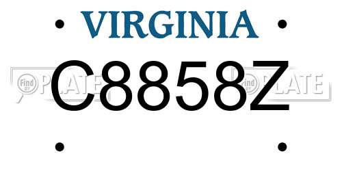 C8858Z Virginia License Plate