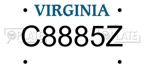C8885Z Virginia License Plate