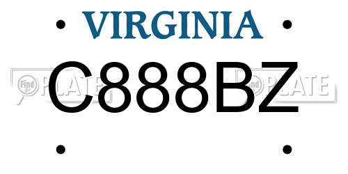 C888BZ Virginia License Plate