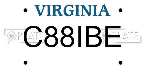 C88IBE Virginia License Plate