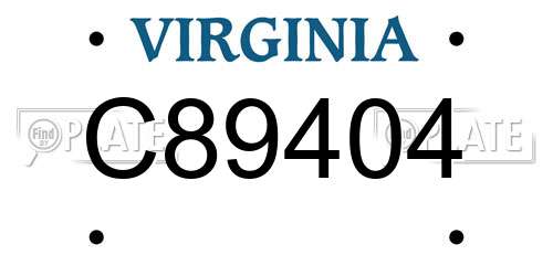 C89404 Virginia License Plate