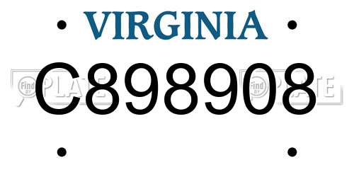 C898908 Virginia License Plate