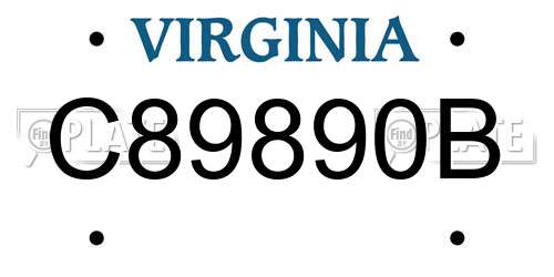 C89890B Virginia License Plate