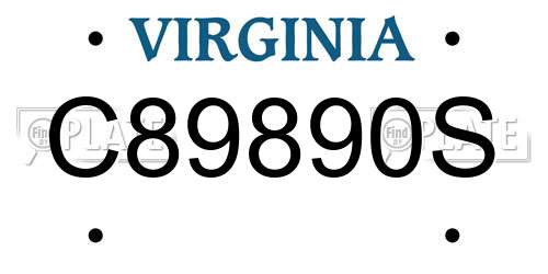 C89890S Virginia License Plate