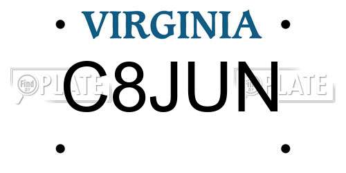 C8JUN Virginia License Plate