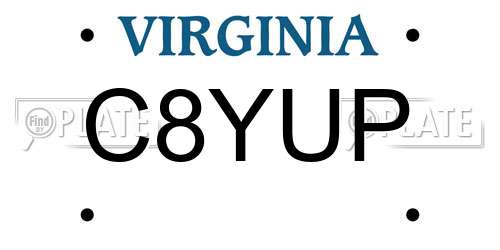 C8YUP Virginia License Plate
