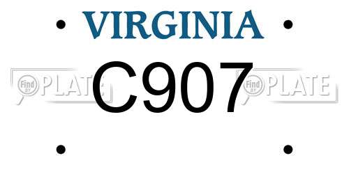 C907 Virginia License Plate