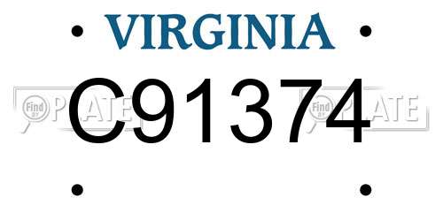 C91374 Virginia License Plate
