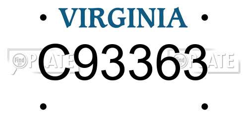 C93363 Virginia License Plate