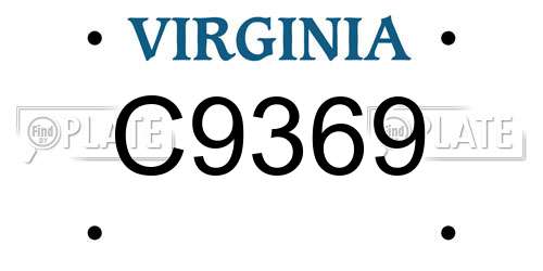 C9369 Virginia License Plate